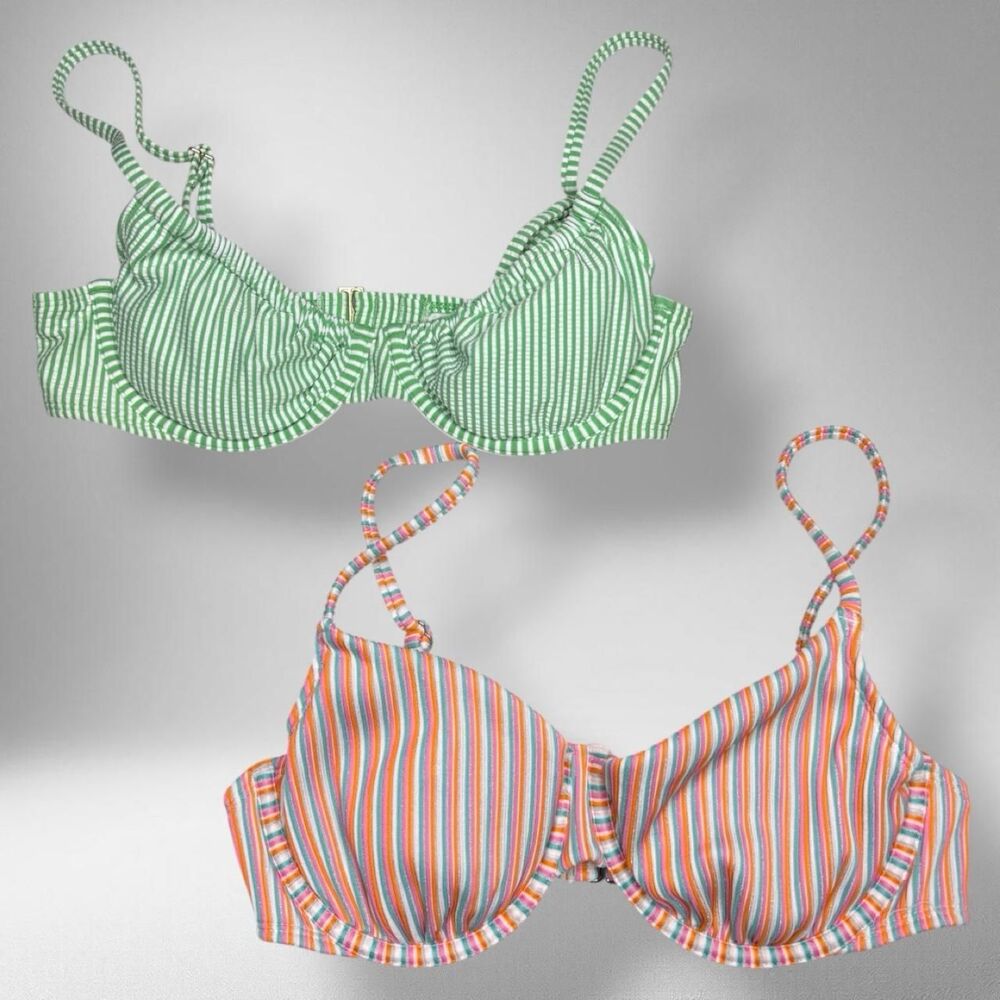No Boundaries Striped Bikini Top Bundle – Sizes S & M